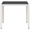  fehér polyrattan üveglapos kerti asztal 90 x 90 x 75 cm