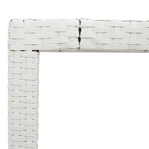  fehér polyrattan üveglapos kerti asztal 90 x 90 x 75 cm
