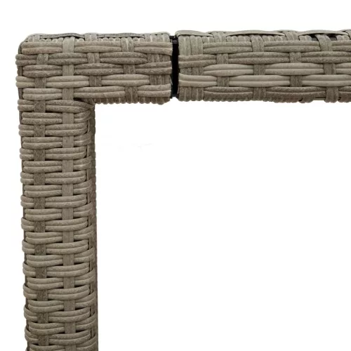  világosszürke polyrattan üveglapos kerti asztal 150x90x75 cm