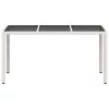  fehér polyrattan üveglapos kerti asztal 150 x 90 x 75 cm