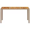  bézs polyrattan és akácfa kerti asztal 150 x 90 x 75 cm