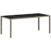  világosszürke polyrattan üveglapos kerti asztal 190x90x75 cm