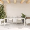  fehér polyrattan üveglapos kerti asztal 190 x 90 x 75 cm