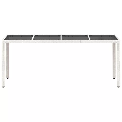  fehér polyrattan üveglapos kerti asztal 190 x 90 x 75 cm