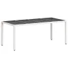  fehér polyrattan üveglapos kerti asztal 190 x 90 x 75 cm