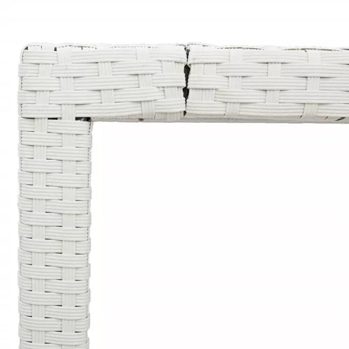  fehér polyrattan üveglapos kerti asztal 190 x 90 x 75 cm