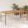  bézs polyrattan és akácfa kerti asztal 190 x 90 x 75 cm