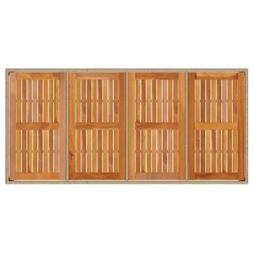  bézs polyrattan és akácfa kerti asztal 190 x 90 x 75 cm