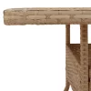  bézs polyrattan és akácfa kerti asztal 80 x 80 x 75 cm