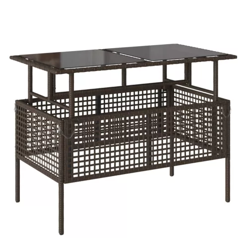  4 részes barna polyrattan üveg kerti ülőgarnitúra párnákkal