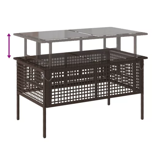  4 részes barna polyrattan üveg kerti ülőgarnitúra párnákkal