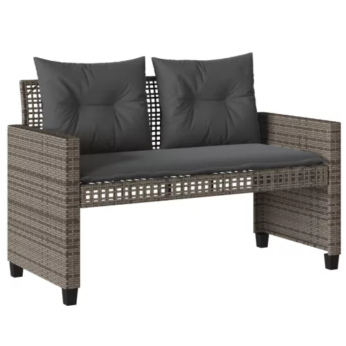  4 részes szürke polyrattan üveg kerti ülőgarnitúra párnákkal