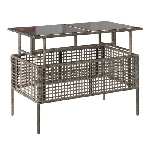  4 részes szürke polyrattan üveg kerti ülőgarnitúra párnákkal