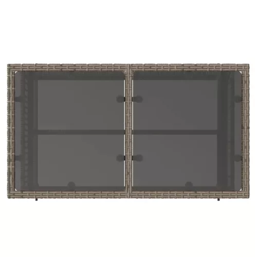  4 részes szürke polyrattan üveg kerti ülőgarnitúra párnákkal
