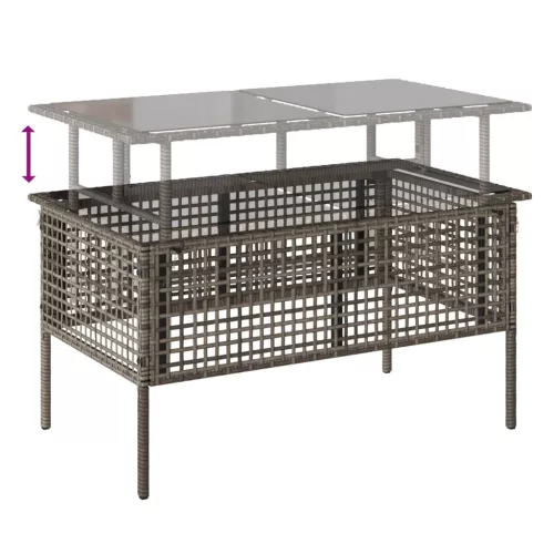  4 részes szürke polyrattan üveg kerti ülőgarnitúra párnákkal