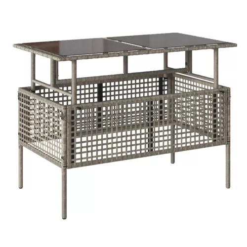  4 részes szürke polyrattan üveg kerti ülőgarnitúra párnákkal