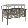  4 részes szürke polyrattan üveg kerti ülőgarnitúra párnákkal