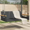  fekete polyrattan hintapad 109 x 62 x 40 cm