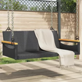  fekete polyrattan hintapad 109 x 62 x 40 cm