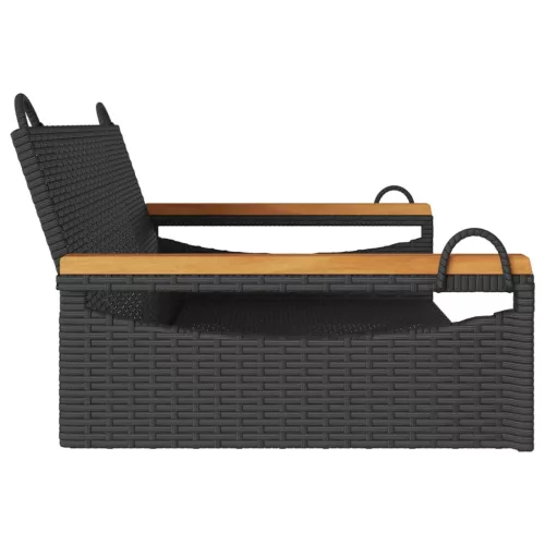  fekete polyrattan hintapad 109 x 62 x 40 cm