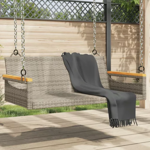  szürke polyrattan hintapad 109 x 62 x 40 cm