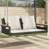  fekete polyrattan hintapad párnákkal 109 x 62 x 40 cm