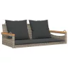  szürke polyrattan hintapad párnákkal 109 x 62 x 40 cm