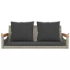  szürke polyrattan hintapad párnákkal 109 x 62 x 40 cm