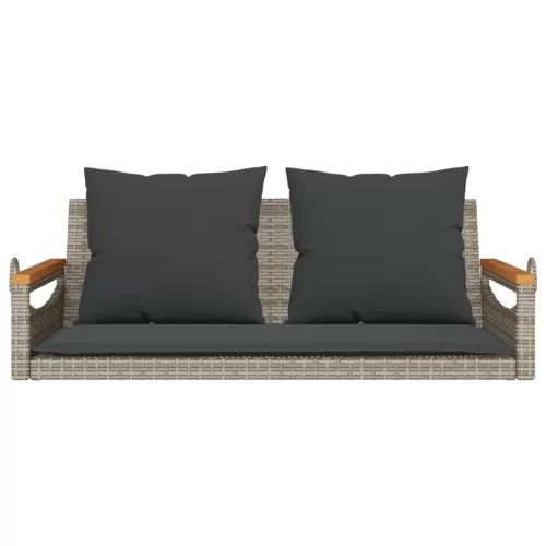  szürke polyrattan hintapad párnákkal 109 x 62 x 40 cm