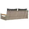  szürke polyrattan hintapad párnákkal 109 x 62 x 40 cm