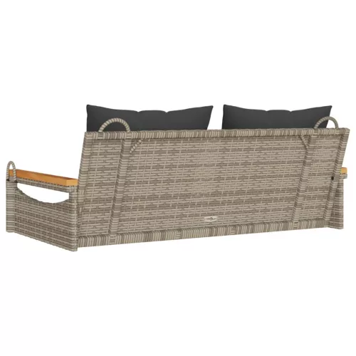  szürke polyrattan hintapad párnákkal 109 x 62 x 40 cm