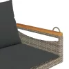  szürke polyrattan hintapad párnákkal 109 x 62 x 40 cm