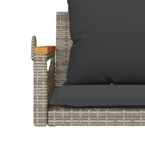  szürke polyrattan hintapad párnákkal 109 x 62 x 40 cm