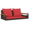  barna polyrattan hintapad párnákkal 109 x 62 x 40 cm