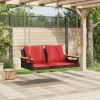  barna polyrattan hintapad párnákkal 109 x 62 x 40 cm