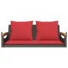  barna polyrattan hintapad párnákkal 109 x 62 x 40 cm