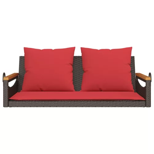  barna polyrattan hintapad párnákkal 109 x 62 x 40 cm