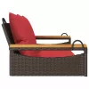  barna polyrattan hintapad párnákkal 109 x 62 x 40 cm