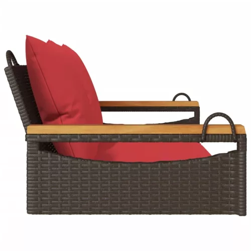  barna polyrattan hintapad párnákkal 109 x 62 x 40 cm