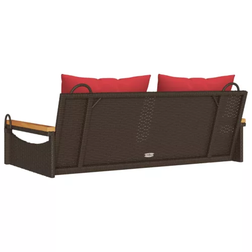  barna polyrattan hintapad párnákkal 109 x 62 x 40 cm