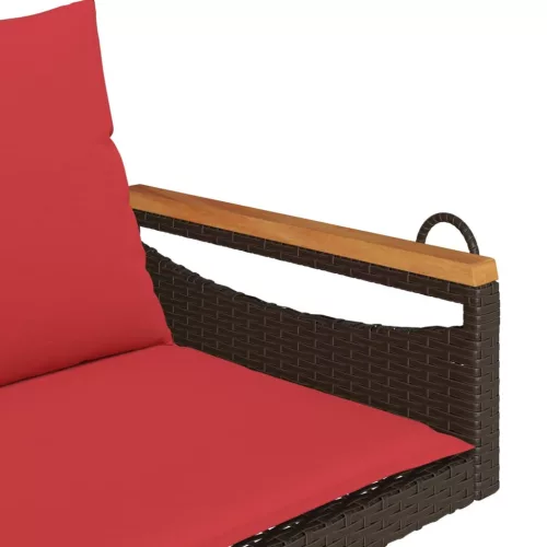 barna polyrattan hintapad párnákkal 109 x 62 x 40 cm