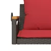  barna polyrattan hintapad párnákkal 109 x 62 x 40 cm