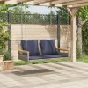  szürke polyrattan hintapad párnákkal 109 x 62 x 40 cm