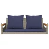  szürke polyrattan hintapad párnákkal 109 x 62 x 40 cm