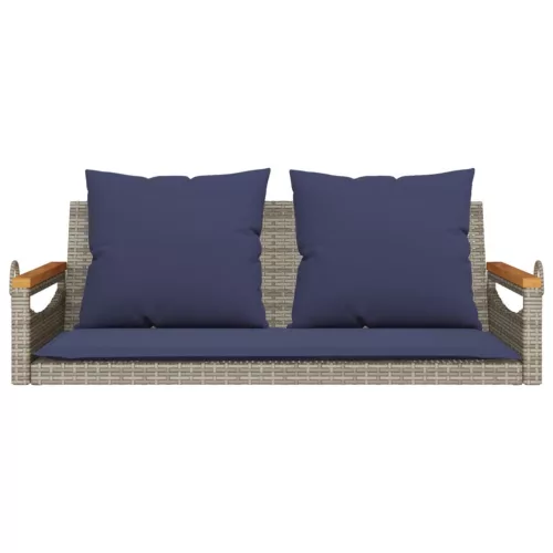  szürke polyrattan hintapad párnákkal 109 x 62 x 40 cm