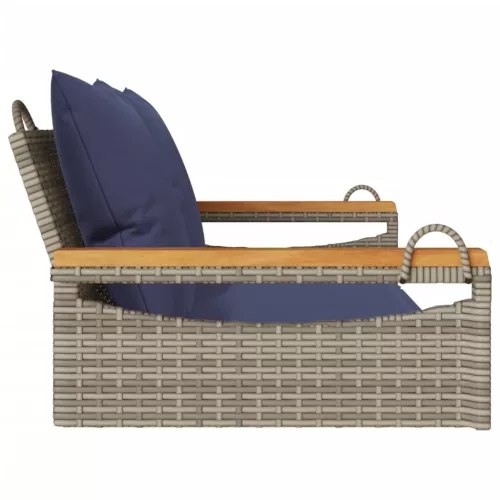  szürke polyrattan hintapad párnákkal 109 x 62 x 40 cm