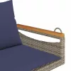  szürke polyrattan hintapad párnákkal 109 x 62 x 40 cm