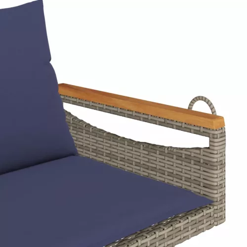  szürke polyrattan hintapad párnákkal 109 x 62 x 40 cm