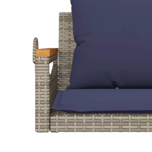  szürke polyrattan hintapad párnákkal 109 x 62 x 40 cm