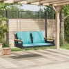  fekete polyrattan hintapad párnákkal 109 x 62 x 40 cm